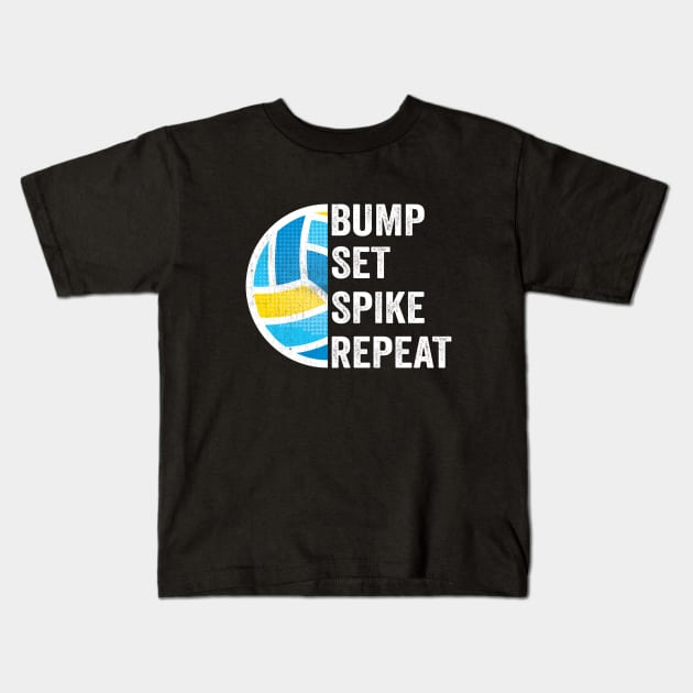 Volleyball - Bump Set Spike Repeat Kids T-Shirt by Kudostees